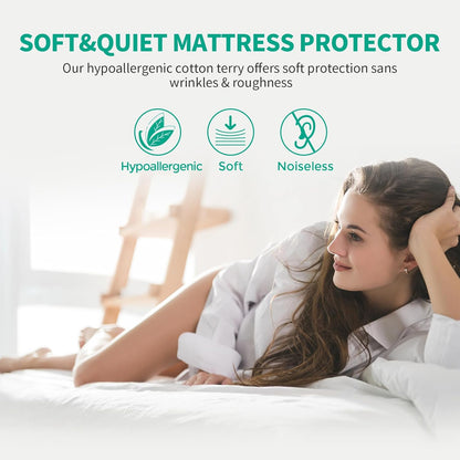LAVANCE Premium Cotton Terry Mattress Protector – Twin Size, Waterproof Soft Noiseless Dirt-Proof Washable Bed Mattress Cover