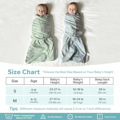 Newborn Baby Swaddle Sleep Sack 100% Cotton 1.0 Tog Wearable Blanket for 0-3, 3-6, 6-12 Months