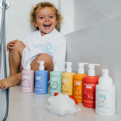 Dabble & Dollop Rainbow of Bubbles – Natural 4-in-1 Bath Set for Kids, Includes Bubble Bath, Body