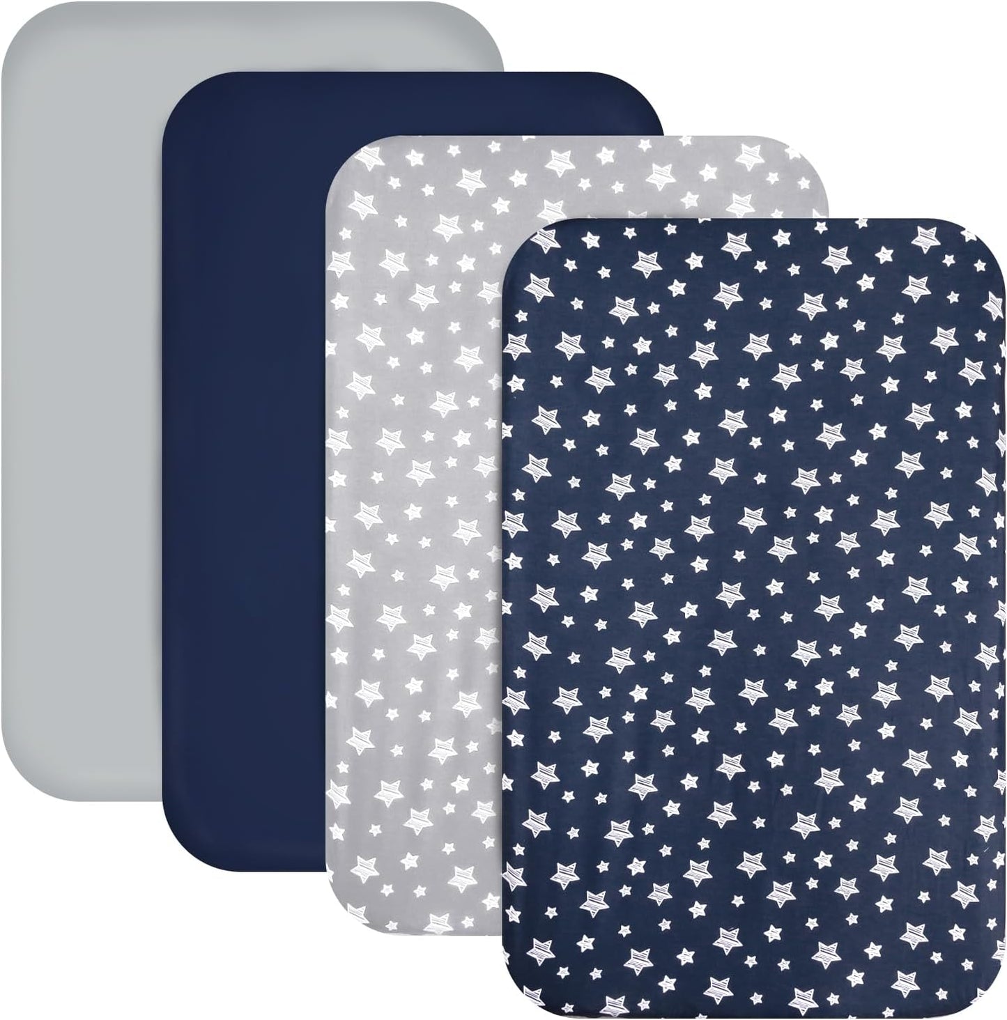 Mini Portable Crib Sheets for Boys (38" X 24") 4 Pack, Compatible with Dream on Me, Delta Porta