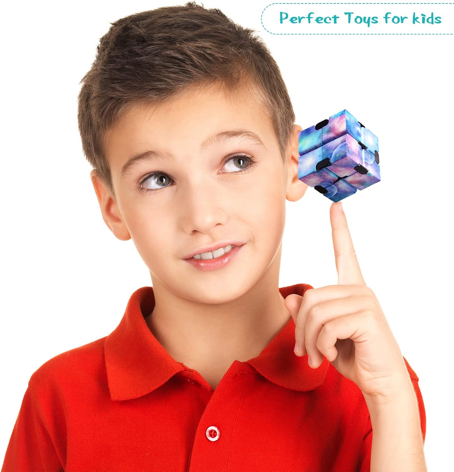 48 Pcs Cube Sensory Toy Handheld Infinite Cube Flipping Hand Cube Desk Gift Portable Blocks for Teen Adult Anxiety Stress Relief Valentine's Day(Starry Sky Style)