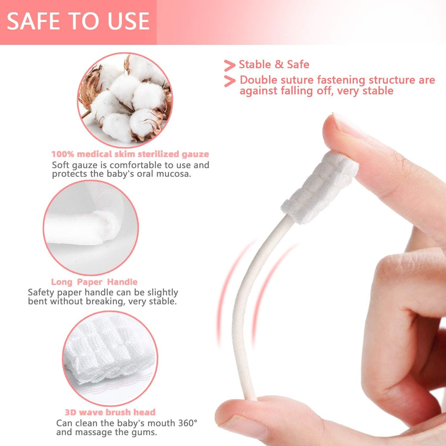Baby Tongue Cleaner, Baby Toothbrush, 42Pcs Disposable Infant Toothbrush Clean Baby Mouth,Gauze Gum