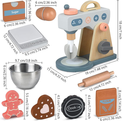 Play Kitchen Accessories Wooden Mixer Set Pretend Play Food Sets for Kids Role Play Toys for Girls and Boys (Mixer Set)
