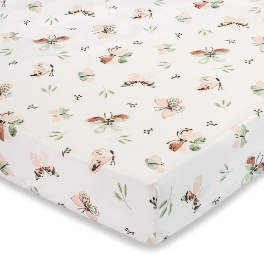 Crane Baby Crib Sheet - 100% Cotton, Breathable Fitted Sheet for Standard Crib Mattress (28"x 52")