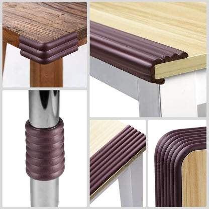 Upgrade Baby Proofing Edge Corner Protector, 16.4ft Edge Guards Padding with 3M Adhesive, Extra-Wide Soft Rubber Foam Padding, Furniture,Sharp Edge Safety Corner Edge Bumper Guard- Brown