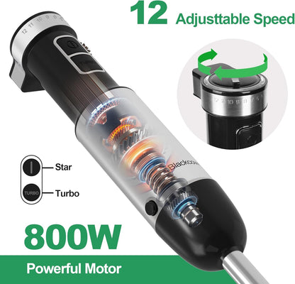 Immersion Blender Handheld, 800W Powerful Electric Hand Blender with Titanium Alloy Blades, 12