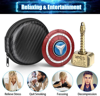 Mjolnir Fidget Spinner Toy for Kids Adults, Thor's Hammer Finger Hand Spinner, Metal 2 in 1 Transformable Fidget Keychain, Infinity Cube Anti Anxiety Stress Relief Gift for Classroom Office (2 Pack)