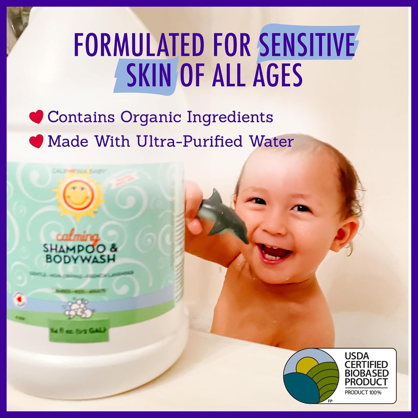 California Baby Calming Baby Shampoo + Baby Wash | 100% Plant-Based | Lavender Body Wash For