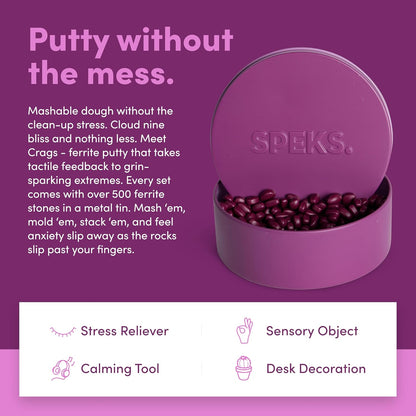 Speks Crags Ferrite Putty, Over 500 Ferrite Stones in a Metal Tin, Seriously Satisfying Fidget Toys for Adults and Desk Toys for Office, Matte Iris, Medium