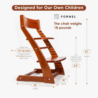 FORNEL Adjustable Wooden High Chair for Babies, Toddlers & Kids | The Grow-with-Me Chair from 6