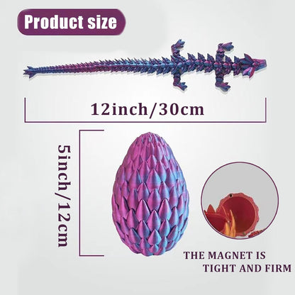Surprise 3D Printed Dragon Egg Articulating Gemstone, 3D Printed Dragons, Relief Anxiety - Articulated Joints for Kids and Adults Home Office Decor Executive Desk Decor (Purple)