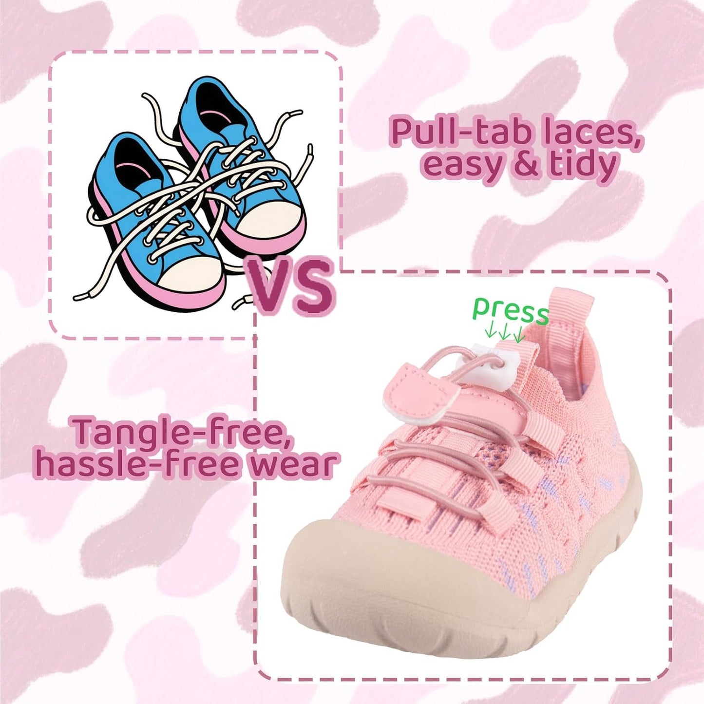 Baby First-Walking Shoes 1-4 Years Kid Shoes Trainers Toddler Infant Boys Girls Soft Sole Non Slip Cotton Canvas Mesh Breathable Lightweight TPR Material Slip-on Sneakers Outdoor