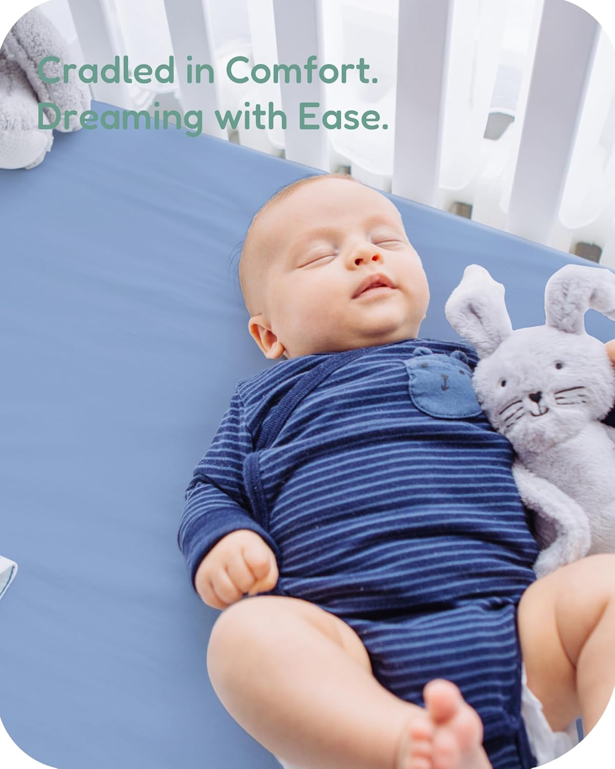 Pack and Play Sheets Fitted, Cloud+Blue Design, Soft and Safe, Hypoallergenic, 2 Pack for Mini Crib