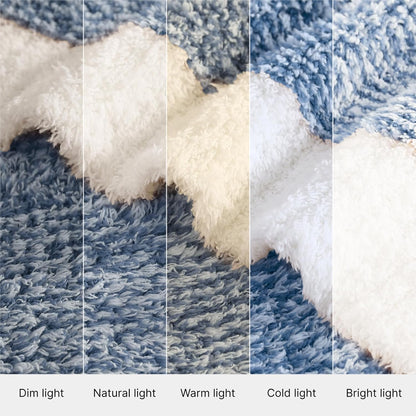 WRENSONGE Throw Blanket Cationic Dyeing Blue Soft Cozy Fluffy Warm Hand Made Weave Throw Blankets