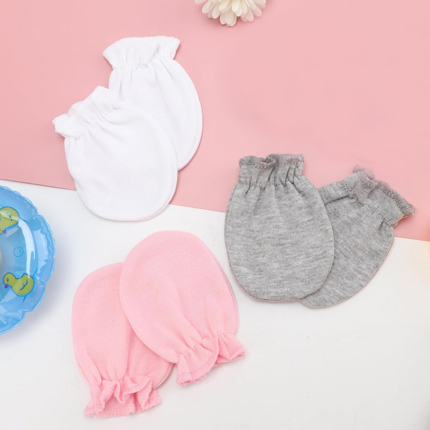 BQUBO Newborn Infant Toddler Mittens No Scratch Cotton Elastic Wrist Gloves Hypoallergenic for 0-6 Months Baby Boys Girls