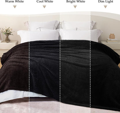 Exclusivo Mezcla Fleece Queen Blankets for Bed, Soft and Cozy Blankets for Women Men Girls Kids, Suitable for All Seasons, Black,90x90 Inches