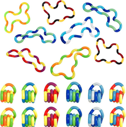 20 PCS Multicolored Quiet Fidgets Toys for Unique Fidget Experience, Anti Anxiety Sensory Toys Combine into New Shapes, Brain Imagination Tools, Relax Therapy Educational Toy for Kids Boys Adults