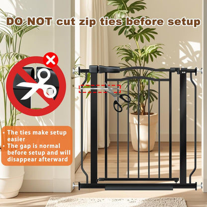 62.2-71.6" Extra Wide Baby Gate for Stairs No Drilling, 30" Tall Auto Close Press Mounted Baby Gate for Doorways, Adjustable Width Walk Through Long Gates for Kids or Pets, Black