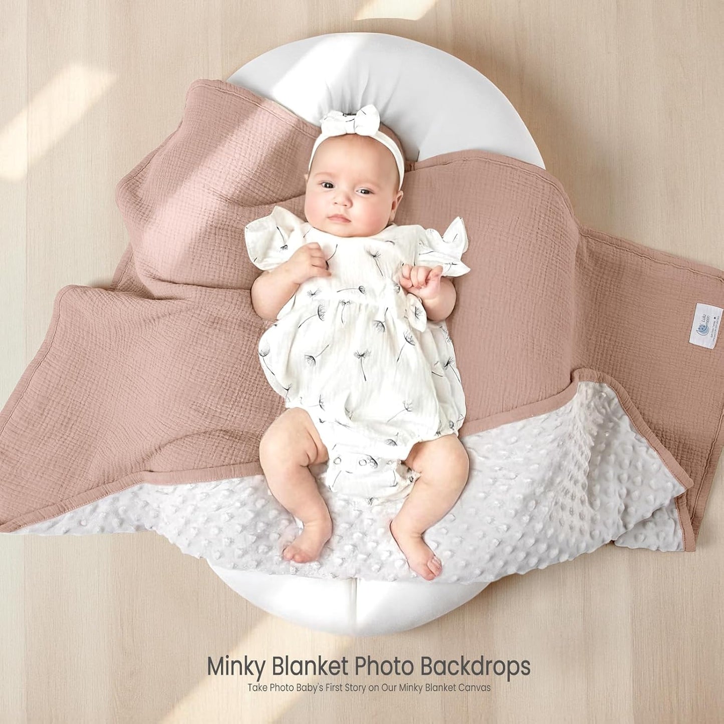 lulumoon Baby Blanket for Newborn Receiving: Minky Dot & Muslin Lightweight - Thermal Blanket Gift