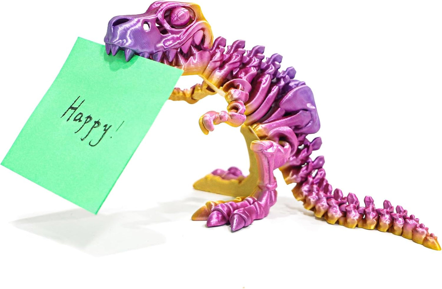 Flavery 3D Printed Dinosaur with Bones - 10 inch 3D Printed Dragon Fidget Toys, Flexible T-Rex Skeleton with Bones, Birthday Gift, Desk Executive Toy- (Rainbow)