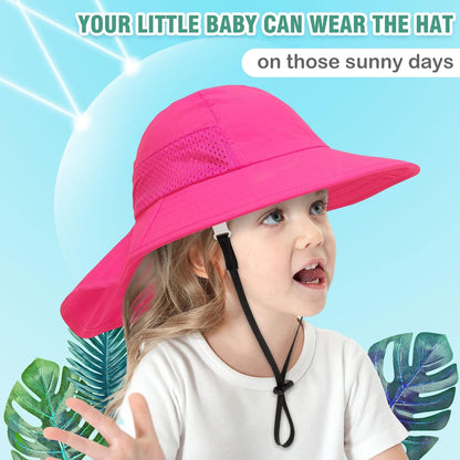 XIAOHAWANG Girls Sun Hat Baby Beach Hats Boys UPF 50+ Kids Summer Protection Cap Toddler Breathable Caps Wide Brim Neck Flap