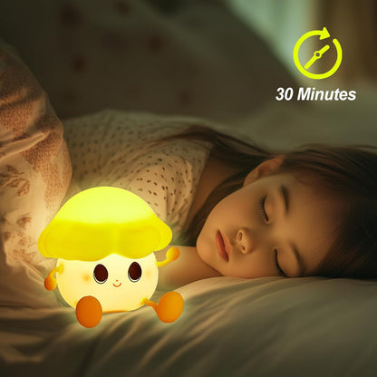 Mushroom Night Light for Kids, Cute Silicone Night Light, 7 Adjustable Color Breathing Mushroom Lamp, Rechargeable USB LED Touch Light for Children's Room Decor, Christmas Birthday Gift (Purple)