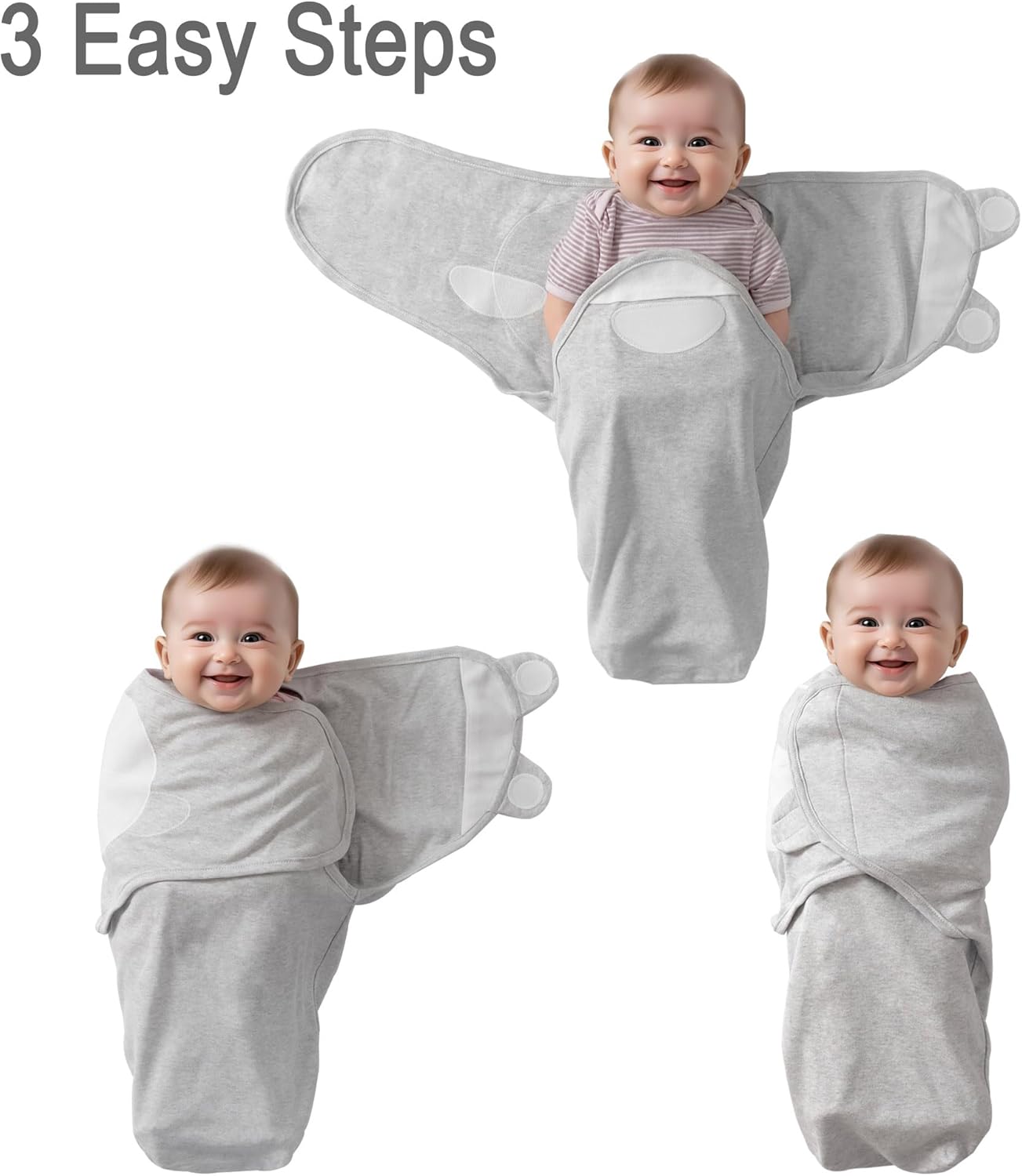 Baby Swaddle Blanket for Boys Girls, 3 Pack Infant Sleep Sacks, 0-6 Months Cotton Newborn Sleeping Bag