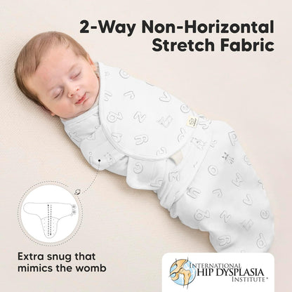 3-Pack Organic Baby Swaddle Sleep Sacks - Swaddles for Newborns, Infant 3-6 Months, Baby Girls, Boys, Soft & Snug Newborn Sleep Sack, Nursery Swaddling Blankets (ABC Land Cloud, Large)