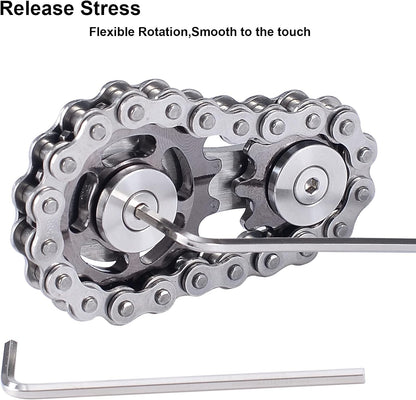 Chain Gear Fidget Spinner, Metal Sprocket Chain Fidget Toy, Stress Anxiety Relief Fidget Toy, Bike Chain Gears Novelty Toy,Metal EDC for Anxiety Relieve Boredom ADHD Autism (Dark Grey)