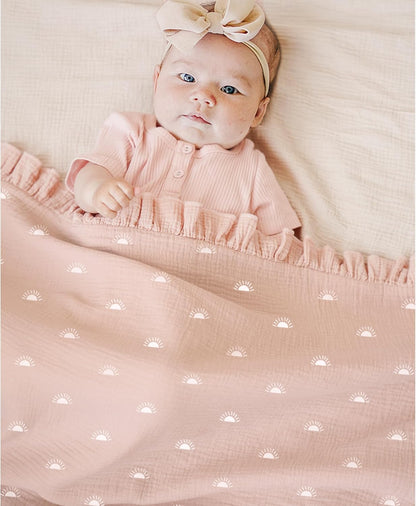 Konssy Flounce Muslin Baby Blankets, Cotton Crib Blanket for Baby Infant Toddler, Super Soft and