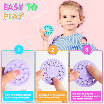 Math Fidget Spinners, Math Fidget Toy Multiplication for Kids, Math Facts Fidget Spinners, Learning Multiplication and Division Education Toys for Kids, Math Game for Home School Classroom Prizes
