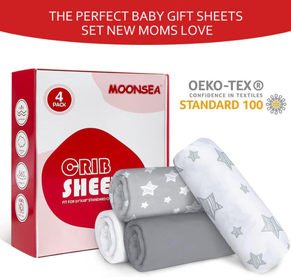 Crib Sheets for Boys or Girls 4 Pack, Fitted Crib Sheet for Standard Size Crib and Toddler