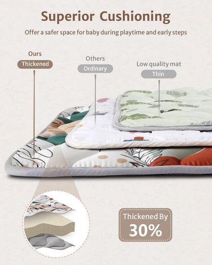 Blissful Diary Baby Play Mats for Floor, 59x59 Inch Thicker Foam Playmats for Babies and Toddlers, Soft Cushioning Baby Playpen Mat, Modern Abstract