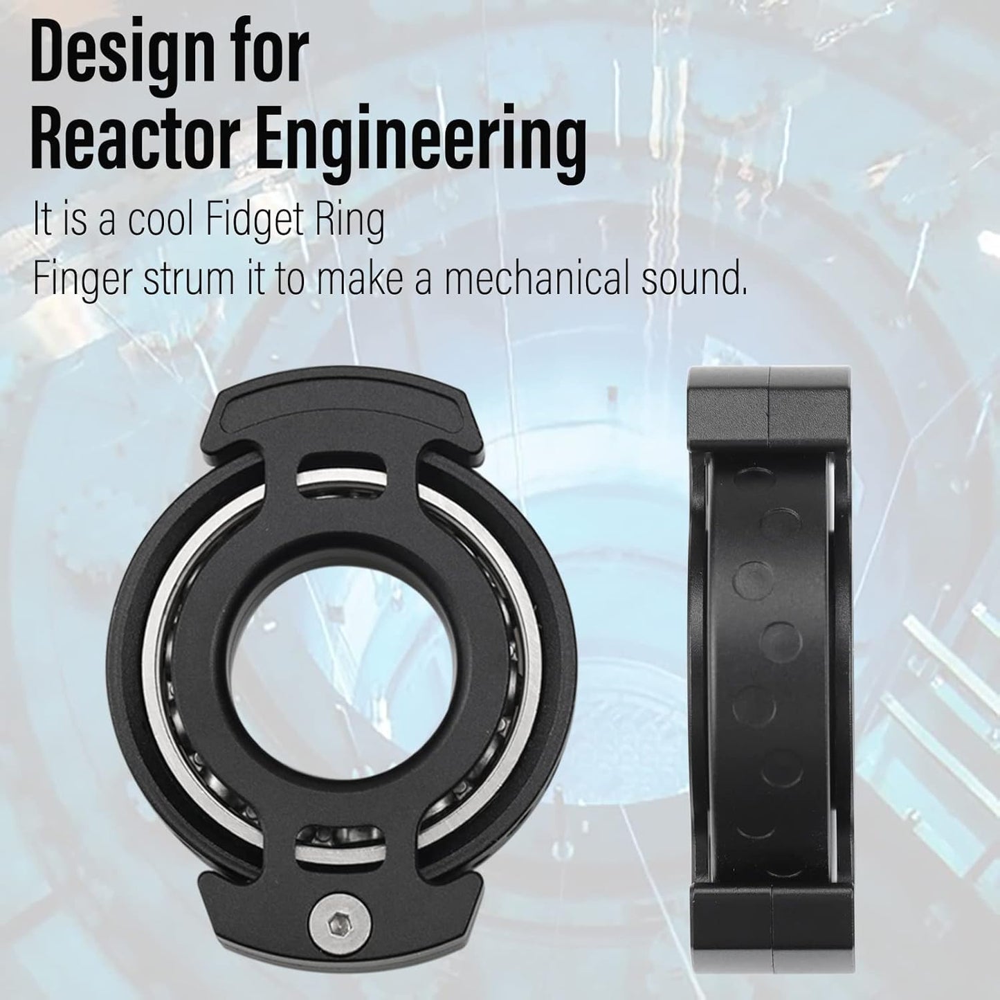 FREELOVE Ring Fidget Spinner for Adults, Men Finger Haptic Roller, Small Metal Clicker Toys, Ball Bearing, Black Fingears Spinning EDC for Anxiety Stress