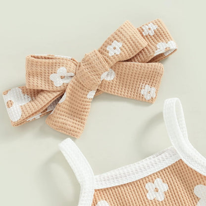 fhutpw Baby Girl Clothes Summer Cute Outfits 3 6 12 18 Months Spaghetti Strap Romper & Floarl Shorts Sets