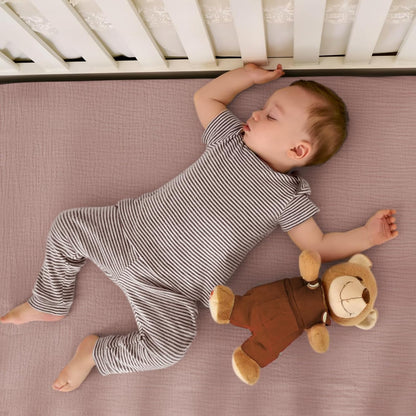 lulumoon Mini Crib Sheets Muslin: Soft Cotton Fitted Mini Crib Mattress Sheets for Boys and Girls