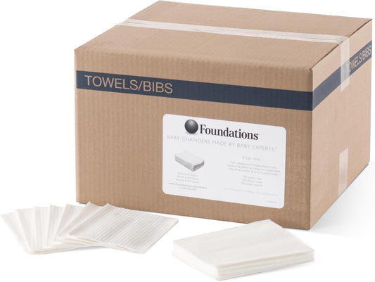 Foundations 2-Ply Disposable Non-Waterproof Baby Changing Station Liner Refills for Commercial Restrooms, Doctor's Offices, Care Centers, 500 Pack, 036-NWL