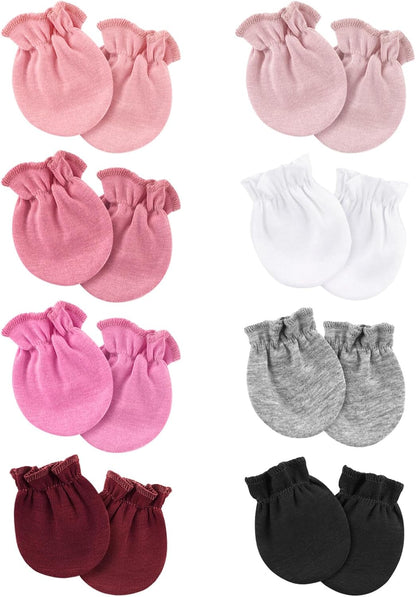 Newborn Baby Mittens No Scratch Cotton Elastic Wrist Gloves Infant Toddler Mittens for Baby Boy Girl 0-6 Months