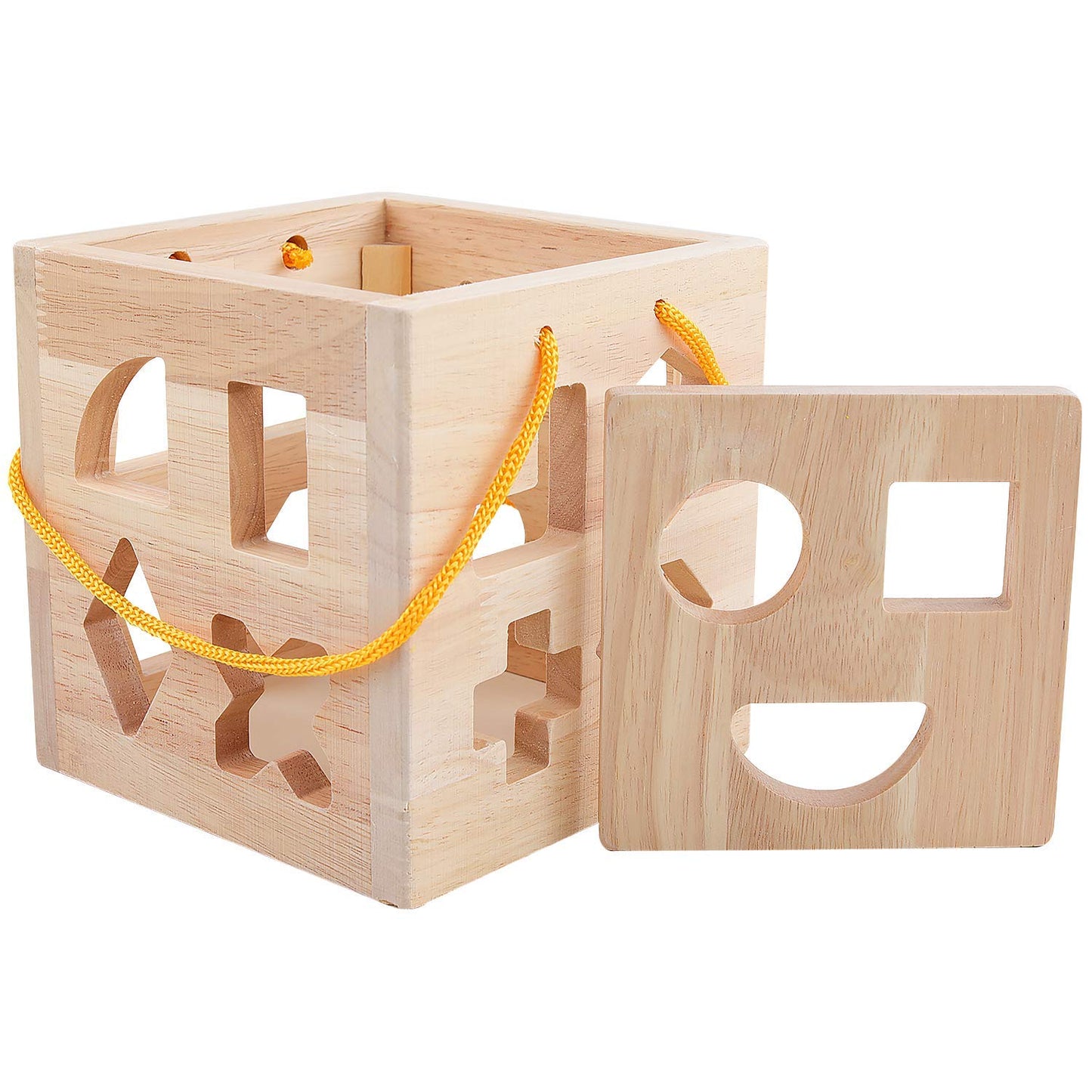 QZMTOY Shape Sorter Toys with 19 Shape Blocks, Classic Wooden Toys for Toddlers Kids, Gift for