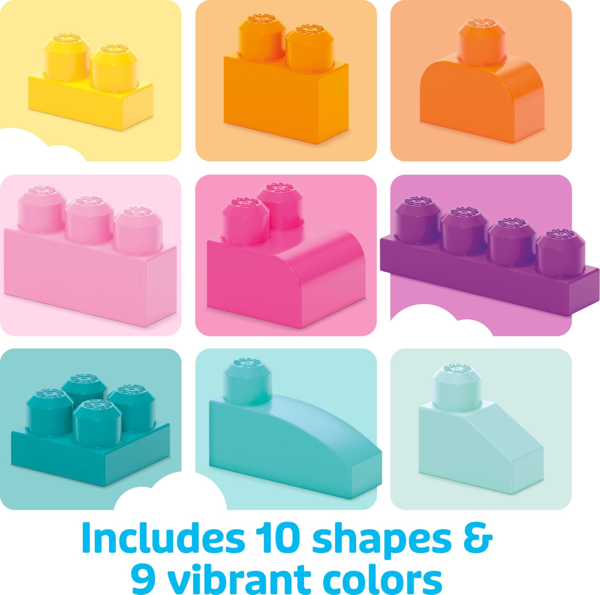 MEGA BLOKS First Builders Toddler Blocks Toys Set, Big Building Bag Collection with 80 Pieces and