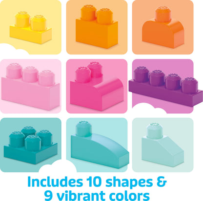 MEGA BLOKS First Builders Toddler Blocks Toys Set, Big Building Bag Collection with 80 Pieces and