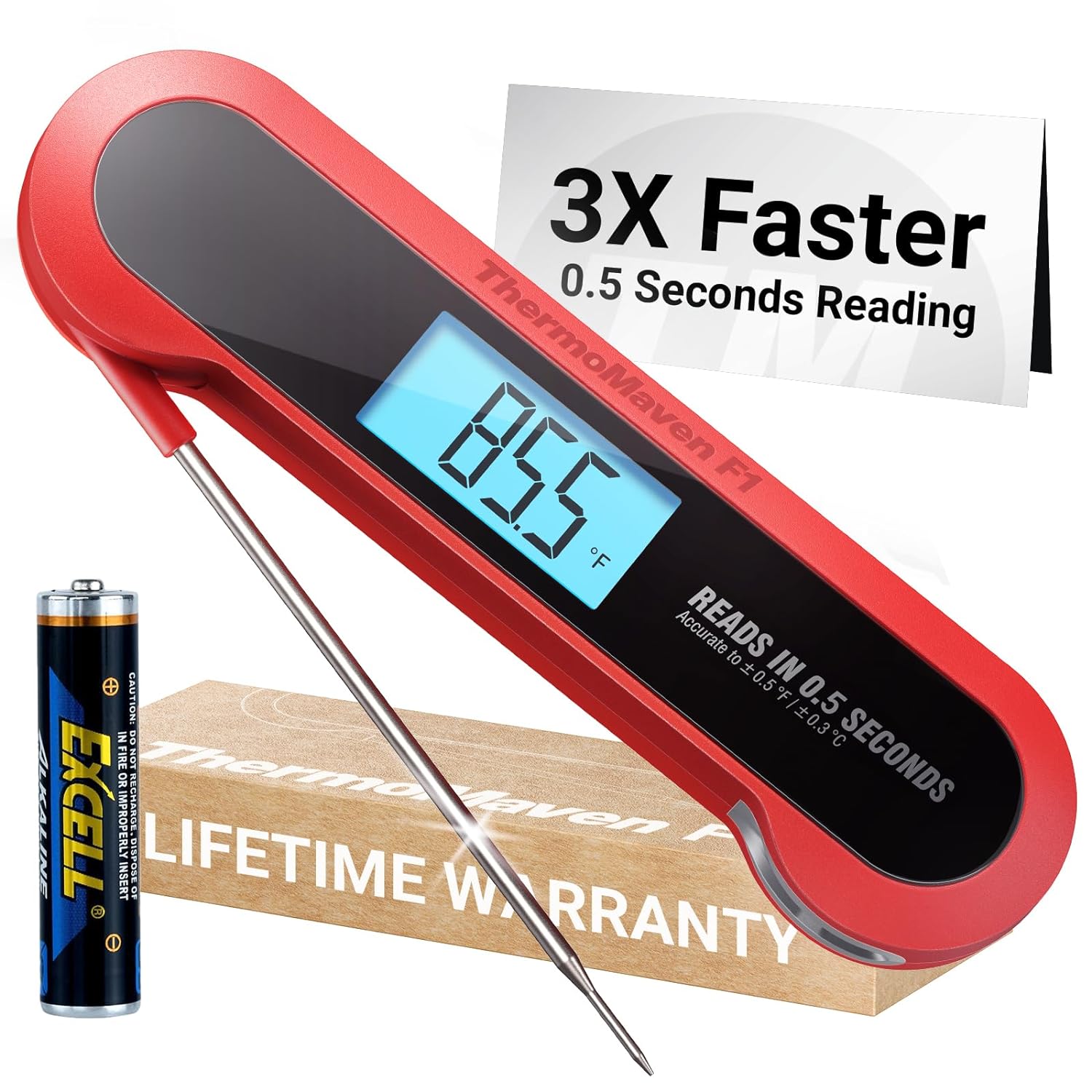 Professional 3X Faster 0.5sec Instant Read Meat Thermometer Digital, High Accuracy ±0.5°F, IP67