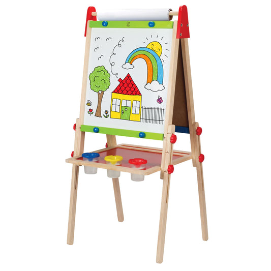 Hape E1010 Magnetic All in 1 Kids Height Adjustable Drawing Dry-Erase Chalkboard Wooden Artist