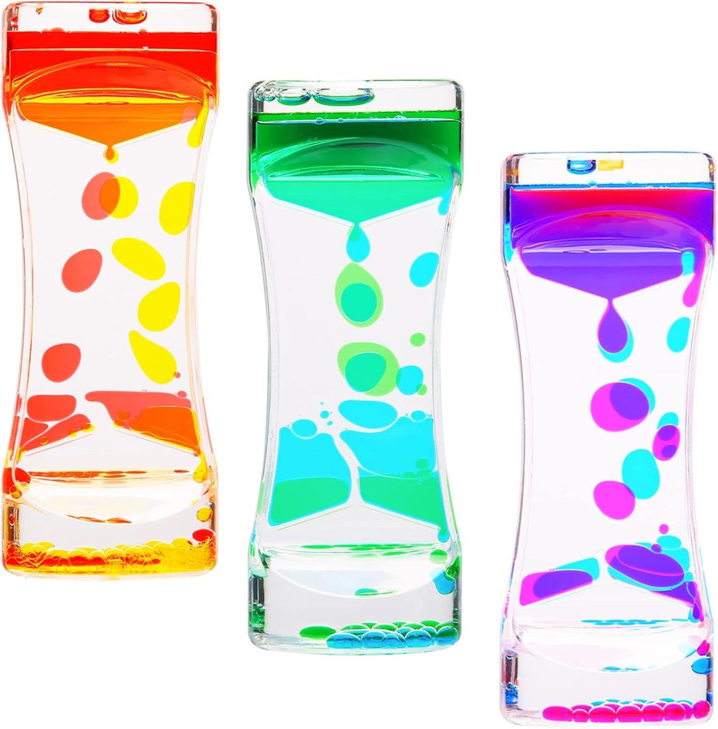Liquid Motion Bubbler,CAILINK 3 Pack Kids and Adults Relax Sensory Toys,Stress Relief Fidget Water Timers,Colorful Hourglass,ADHD Anxiety Autism Activity,Home Office Desk Decor