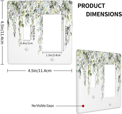 Outlet Covers Boho Farmhouse Flower Leaf Sage Green 1 Toggle 1 Rocker Combination Decorative Wall Plate Electrical Switch Plates Light Switch Cover Plate for Bedroom Cabin Decor