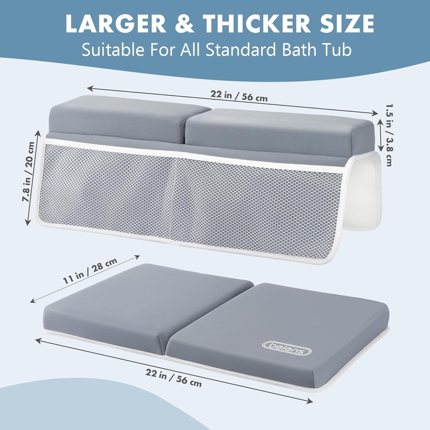 beiens Bath Kneeler and Elbow Rest Pad Set - 1.5'' Comfortable Thick Baby Bath Kneeler Pads, Quick