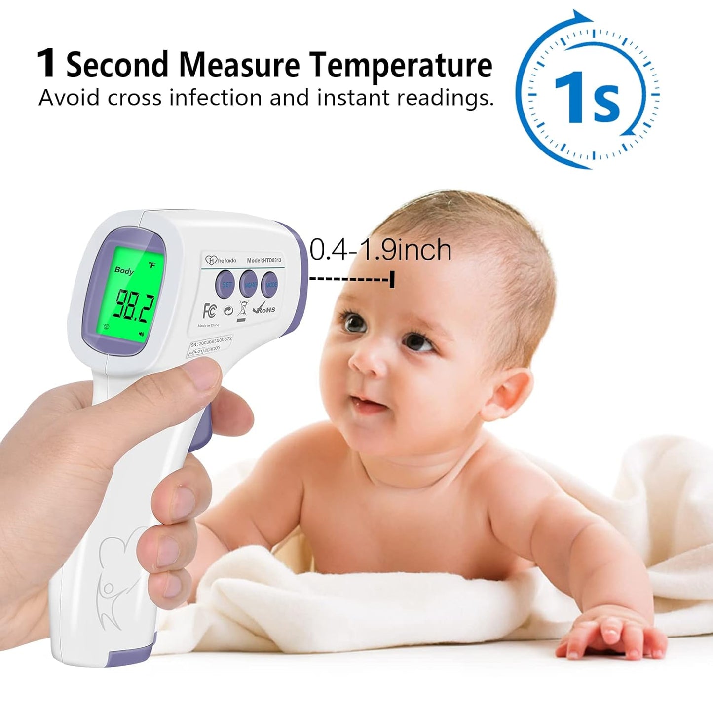 Digital Thermometer for Adults and Kids, No Touch Forehead Thermometer for Baby, 2 in 1 Body