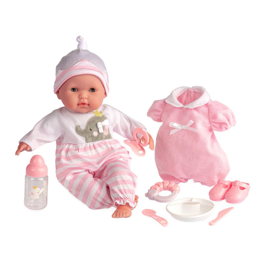 15" Realistic Soft Body Baby Doll with Open/Close Eyes | JC Toys - Berenguer Boutique | 10 Piece