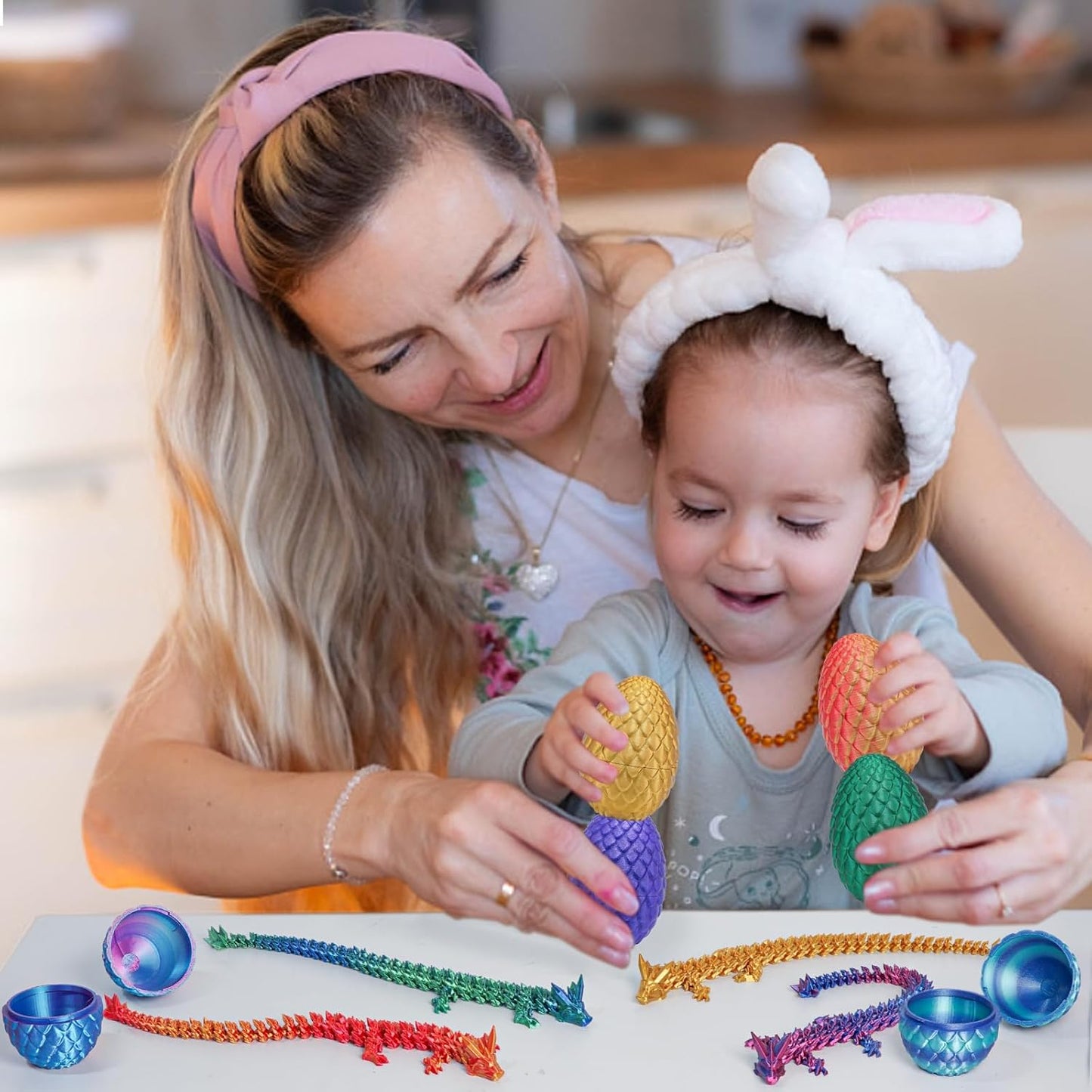 Small Dragon Eggs with Dragon Inside, 3D Printed Surprise Funny Gifts for Kids, Articulated Dragon Fidget Toys for Adults, Executive Desk Toys Office Room Décor (Shiny Purple)