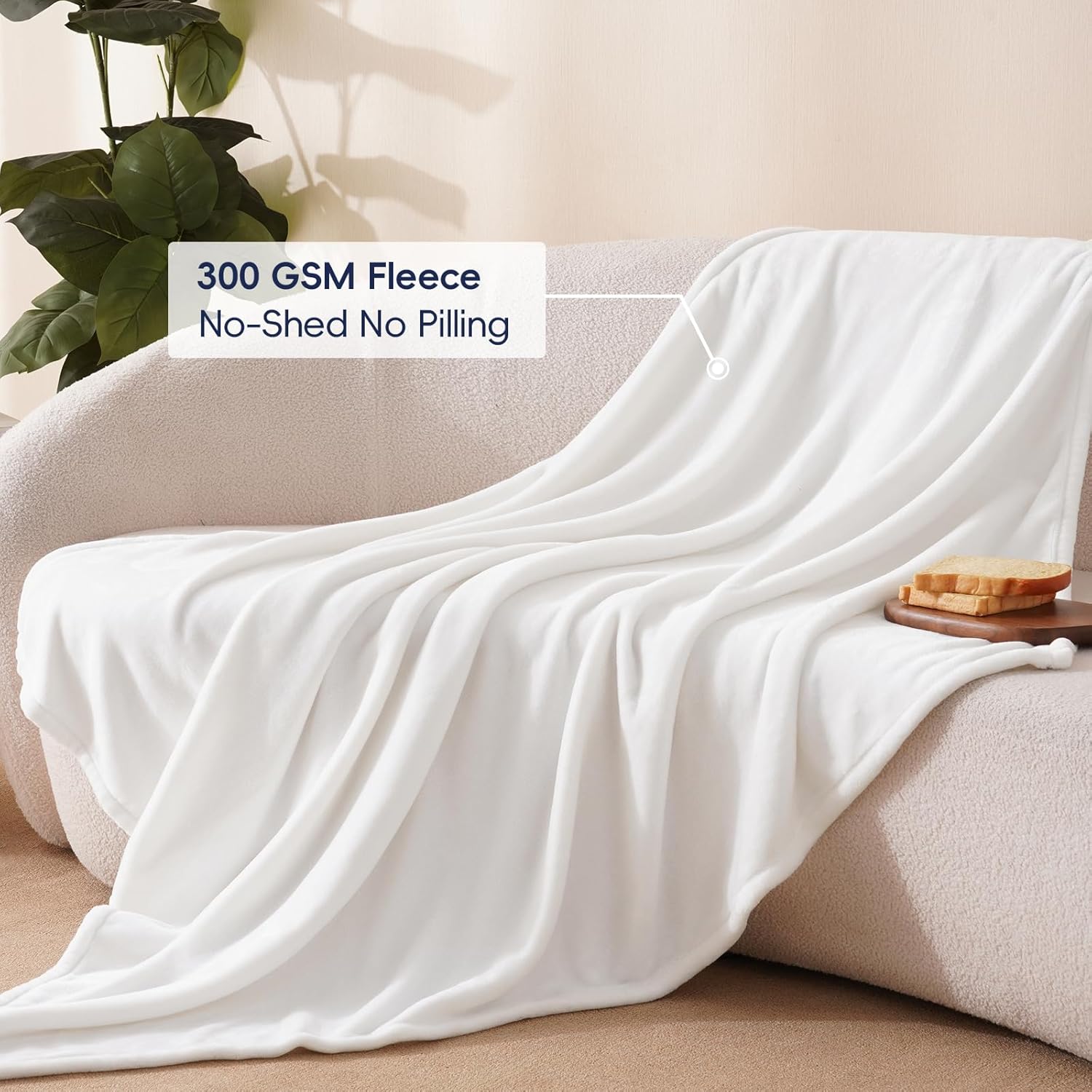 PHF Ultra Soft Fleece Throw Blanket, No Shed No Pilling Luxury Plush Cozy 300GSM Lightweight